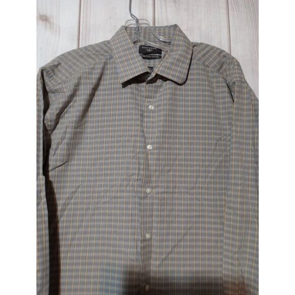 Dockers Shirt Men's Large Blue Tan Button Front‎ Long Sleeve - Picture 3 of 9